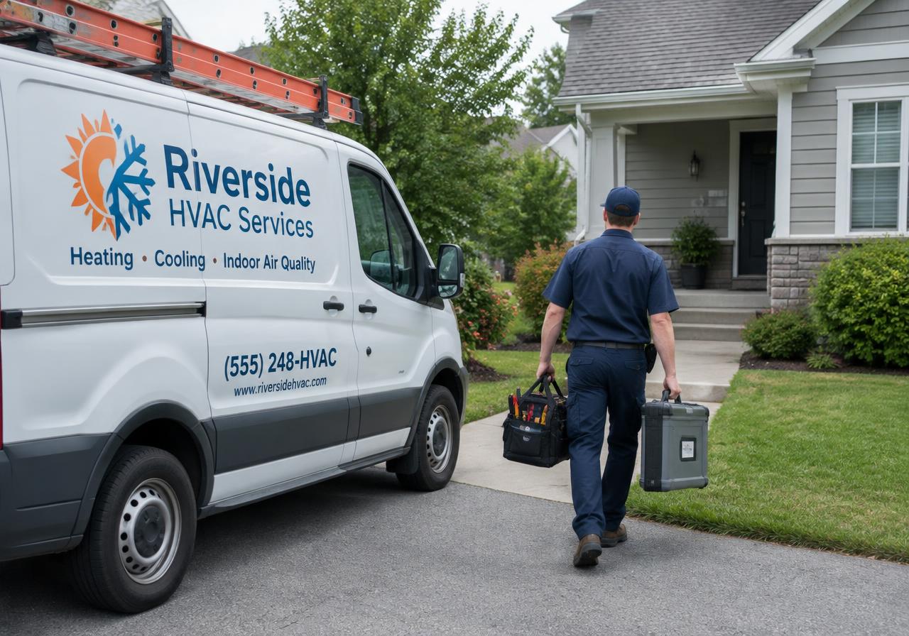 HVAC technician arriving at a customer’s home