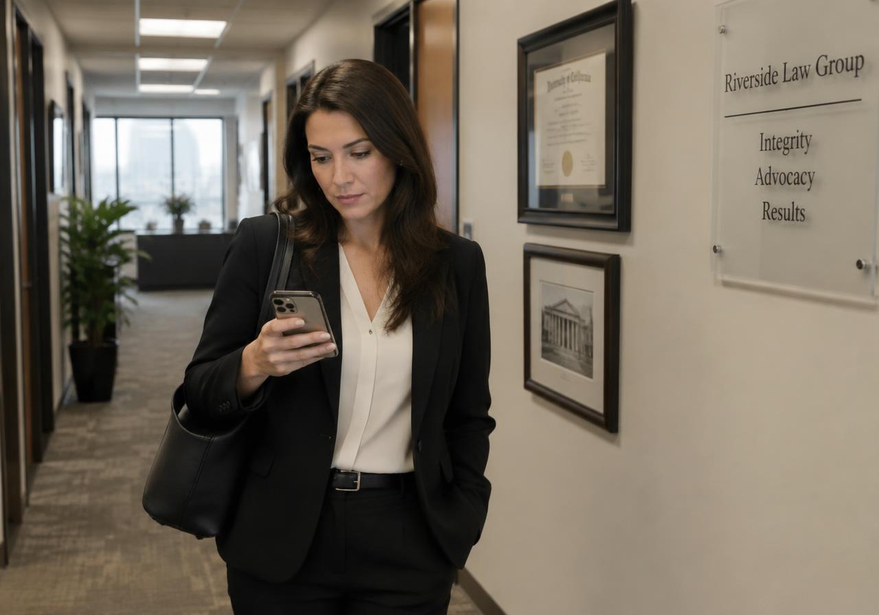 Attorney reading a new client inquiry on her phone