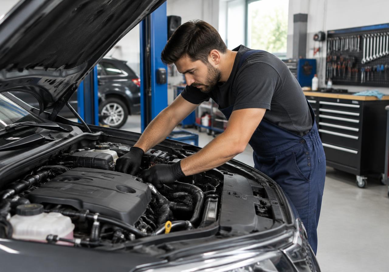 Mechanic working in an auto repair shop